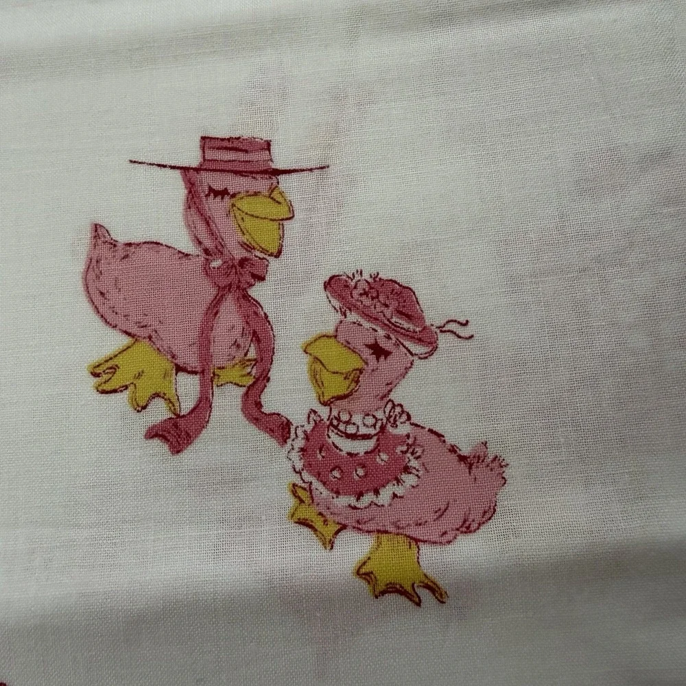 VTG Fabric Raggedy Ann Andy Humpty Dumpty Scary Bunny Mother Goose Pink  65x36